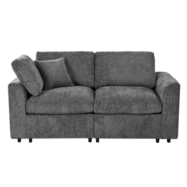 English Elm U-Style Chenille Loveseat Deep Seat Pine Frame Sofa for Living Room or Apartment Grey WY000542AAE