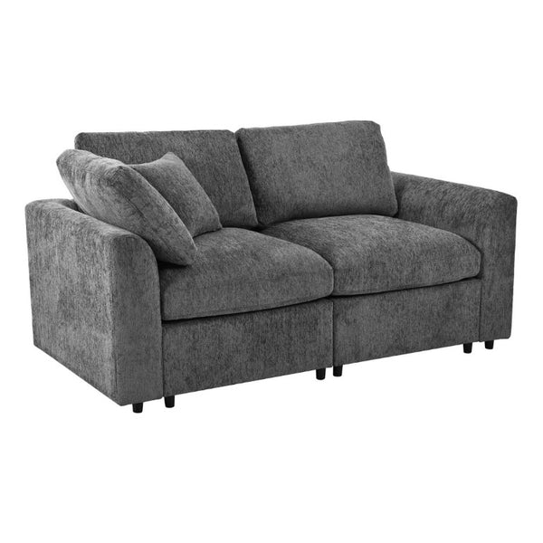 English Elm U-Style Chenille Loveseat Deep Seat Pine Frame Sofa for Living Room or Apartment Grey WY000542AAE