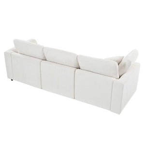 English Elm U-Style Chenille Three Seat Sofa with Pine Frame Deep Cushions for Modern Living Rooms Beige WY000543AAA