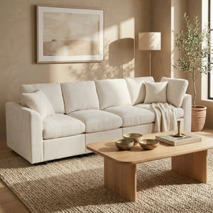 English Elm U-Style Modular Sectional Chenille Sofa Deep Seat Pine Frame Modern Living Room Beige WY000544AAA