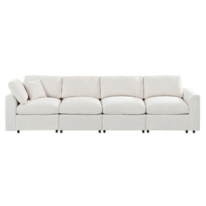 English Elm U-Style Modular Sectional Chenille Sofa Deep Seat Pine Frame Modern Living Room Beige WY000544AAA