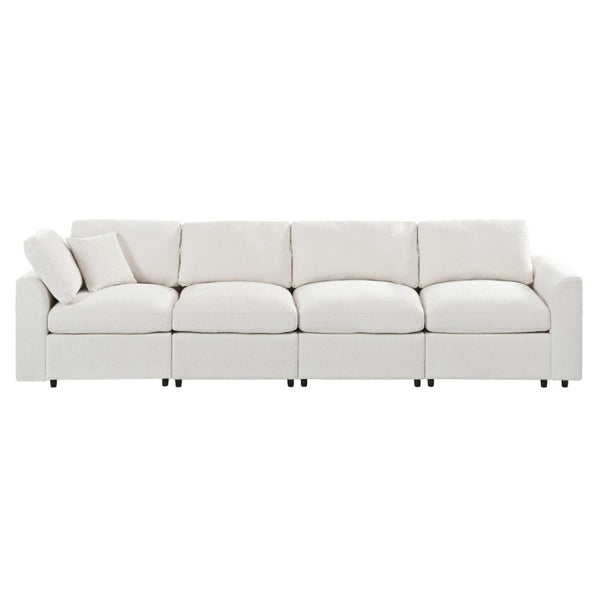 English Elm U-Style Modular Sectional Chenille Sofa Deep Seat Pine Frame Modern Living Room Beige WY000544AAA