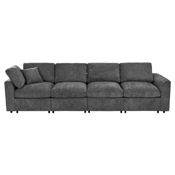 English Elm U-Style Modular Sectional Chenille Sofa Deep Seat Pine Frame Modern Living Room Grey WY000544AAE