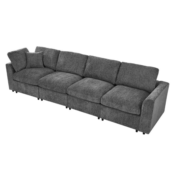 English Elm U-Style Modular Sectional Chenille Sofa Deep Seat Pine Frame Modern Living Room Grey WY000544AAE
