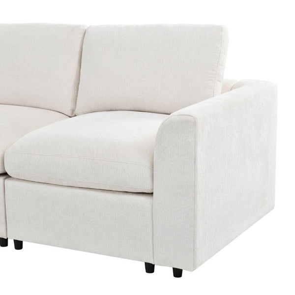 English Elm U-Style Modular U-Shaped Sectional Deep Seat Chenille Sofa with Movable Ottoman Beige WY000545AAA