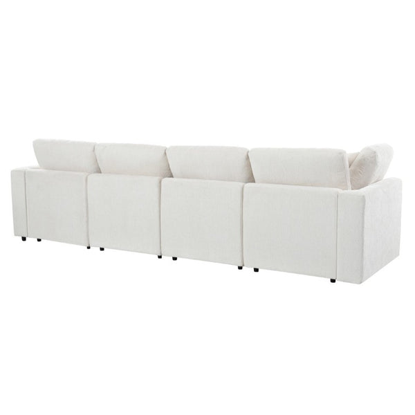 English Elm U-Style Modular U-Shaped Sectional Deep Seat Chenille Sofa with Movable Ottoman Beige WY000545AAA