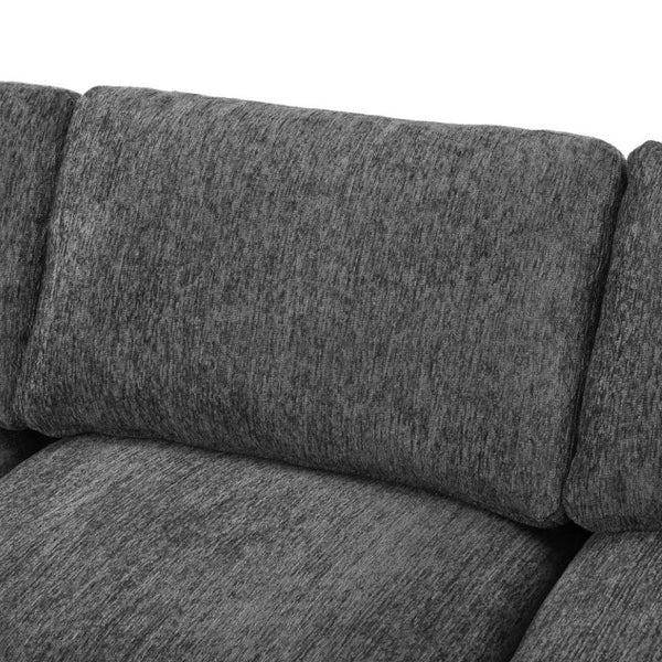 English Elm U-Style Six Seat Chenille Sectional with Deep Cushions Pine Frame and Two Movable Ottomans Grey WY000546AAE