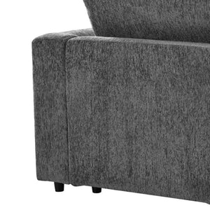 English Elm U-Style Chenille Lounge Chair Ottoman Set Solid Pine Frame Plush Armchair for Living Room Grey WY000547AAE