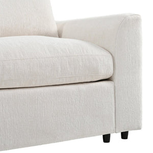 English Elm U-Style Chenille Armchair Set with Movable Ottoman Pine Frame Modern Lounge Beige WY000548AAA
