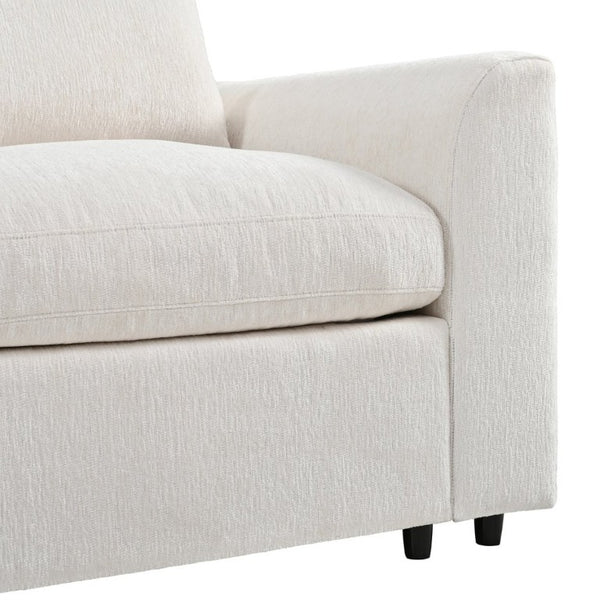 English Elm U-Style Chenille Armchair Set with Movable Ottoman Pine Frame Modern Lounge Beige WY000548AAA
