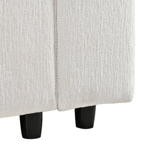 English Elm U-Style Chenille Armchair Set with Movable Ottoman Pine Frame Modern Lounge Beige WY000548AAA