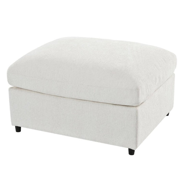 English Elm U-Style Chenille Armchair Set with Movable Ottoman Pine Frame Modern Lounge Beige WY000548AAA