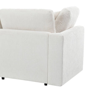 English Elm U-Style Chenille Armchair Set with Movable Ottoman Pine Frame Modern Lounge Beige WY000548AAA