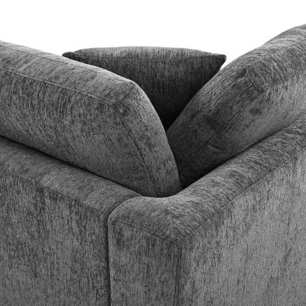 English Elm U-Style Chenille Armchair Set with Movable Ottoman Pine Frame Modern Lounge Grey WY000548AAE