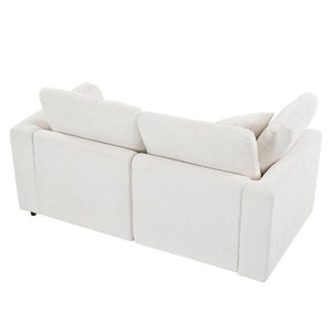 English Elm U-Style Modular Chenille Sofa Set with Pine Frame Deep Seat Living Room Seating Beige WY000549AAA