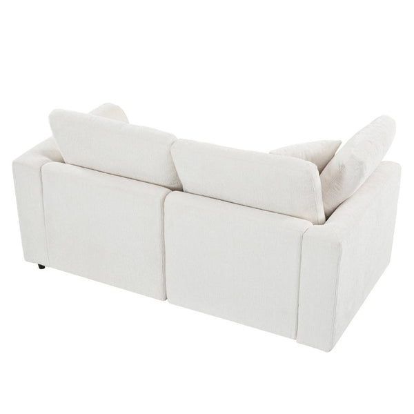 English Elm U-Style Modular Chenille Sofa Set with Pine Frame Deep Seat Living Room Seating Beige WY000549AAA