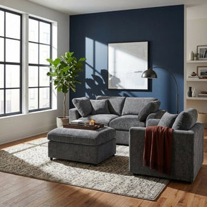 English Elm U-Style Modular Chenille Sofa Set with Pine Frame Deep Seat Living Room Seating Grey WY000549AAE