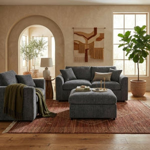 English Elm U-Style Modular Chenille Sofa Set with Pine Frame Deep Seat Living Room Seating Grey WY000549AAE