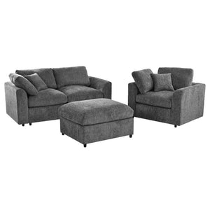 English Elm U-Style Modular Chenille Sofa Set with Pine Frame Deep Seat Living Room Seating Grey WY000549AAE