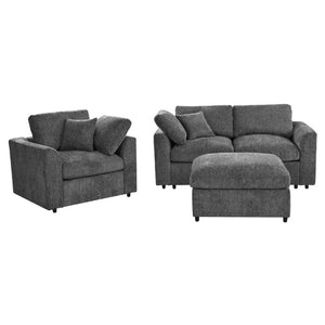 English Elm U-Style Modular Chenille Sofa Set with Pine Frame Deep Seat Living Room Seating Grey WY000549AAE