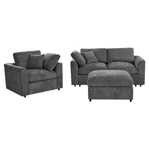 English Elm U-Style Modular Chenille Sofa Set with Pine Frame Deep Seat Living Room Seating Grey WY000549AAE