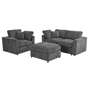 English Elm U-Style Modular Chenille Sofa Set with Pine Frame Deep Seat Living Room Seating Grey WY000549AAE