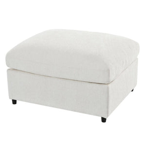 English Elm U-Style Chenille Living Room Set with Loveseat Two Chairs and Movable Ottoman Beige WY000550AAA
