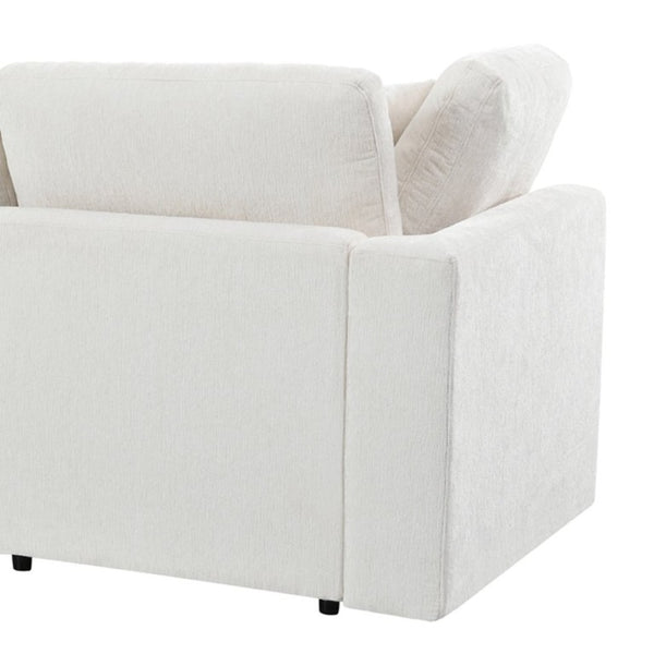 English Elm U-Style Chenille Living Room Set with Loveseat Two Chairs and Movable Ottoman Beige WY000550AAA