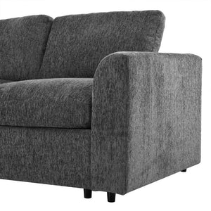 English Elm U-Style Chenille Living Room Set with Loveseat Two Chairs and Movable Ottoman Grey WY000550AAE