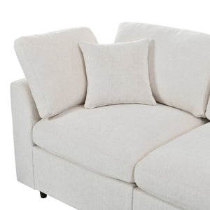 English Elm U-Style Modular Chenille Sectional Sofa Set with Ottoman Six Seat Living Room Beige WY000551AAA