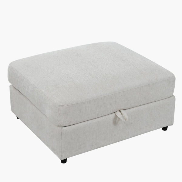 English Elm U-Style Chenille U Shaped Sectional with Storage Ottoman and Drop Down Console Beige WY000553AAA