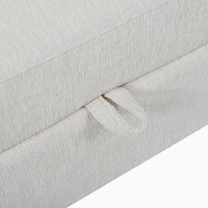 English Elm U-Style Chenille U Shaped Sectional with Storage Ottoman and Drop Down Console Beige WY000553AAA