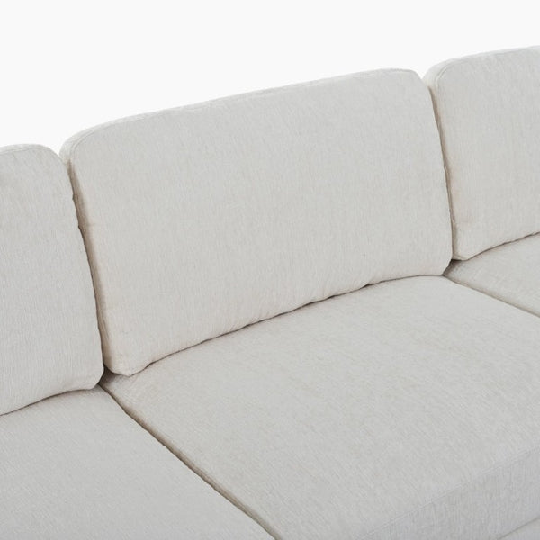 English Elm U-Style Chenille U Shaped Sectional with Storage Ottoman and Drop Down Console Beige WY000553AAA
