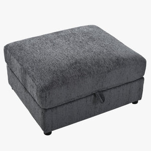 English Elm U-Style Chenille U Shaped Sectional with Storage Ottoman and Drop Down Console Grey WY000553AAE