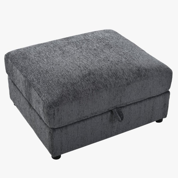 English Elm U-Style Chenille U Shaped Sectional with Storage Ottoman and Drop Down Console Grey WY000553AAE