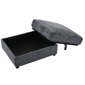 English Elm U-Style Chenille U Shaped Sectional with Storage Ottoman and Drop Down Console Grey WY000553AAE