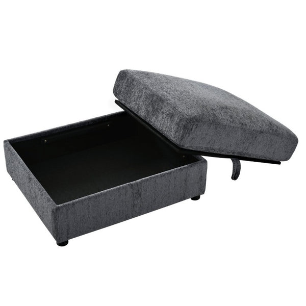 English Elm U-Style Chenille U Shaped Sectional with Storage Ottoman and Drop Down Console Grey WY000553AAE