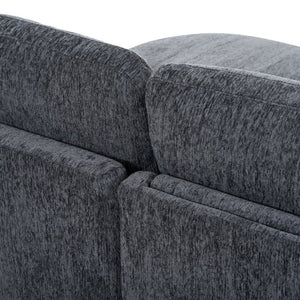 English Elm U-Style Chenille U Shaped Sectional with Storage Ottoman and Drop Down Console Grey WY000553AAE