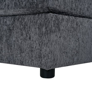 English Elm U-Style Chenille U Shaped Sectional with Storage Ottoman and Drop Down Console Grey WY000553AAE