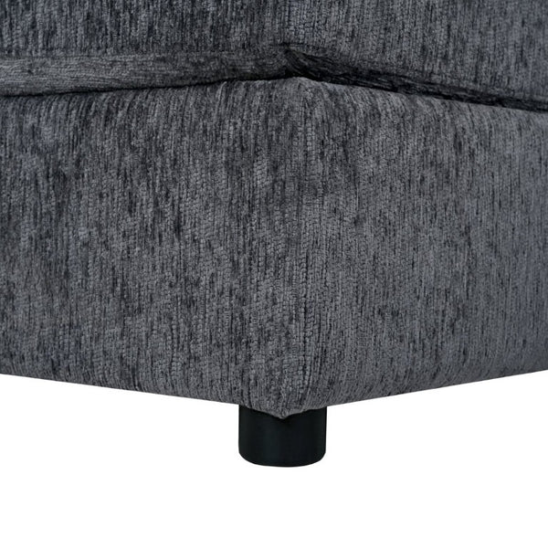English Elm U-Style Chenille U Shaped Sectional with Storage Ottoman and Drop Down Console Grey WY000553AAE