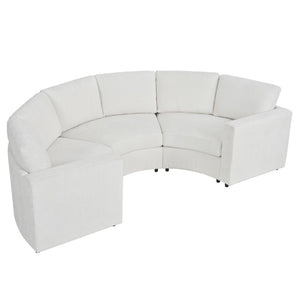 English Elm 109.4 Inch Semi Circular Chenille Sectional Sofa Deep Wraparound Seating for Living Rooms Beige WY000554AAA