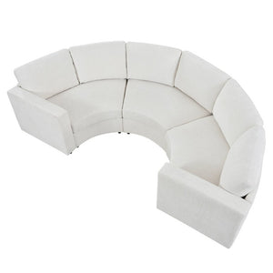 English Elm 109.4 Inch Semi Circular Chenille Sectional Sofa Deep Wraparound Seating for Living Rooms Beige WY000554AAA