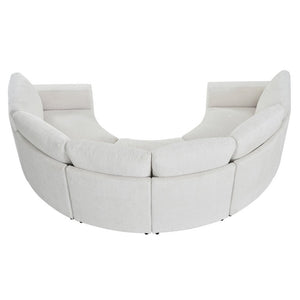 English Elm 109.4 Inch Semi Circular Chenille Sectional Sofa Deep Wraparound Seating for Living Rooms Beige WY000554AAA
