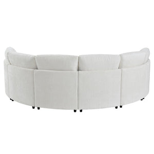 English Elm 109.4 Inch Semi Circular Chenille Sectional Sofa Deep Wraparound Seating for Living Rooms Beige WY000554AAA