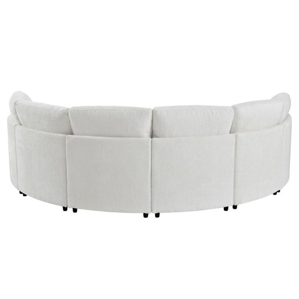English Elm 109.4 Inch Semi Circular Chenille Sectional Sofa Deep Wraparound Seating for Living Rooms Beige WY000554AAA