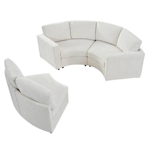 English Elm 109.4 Inch Semi Circular Chenille Sectional Sofa Deep Wraparound Seating for Living Rooms Beige WY000554AAA