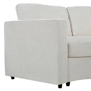English Elm 109.4 Inch Semi Circular Chenille Sectional Sofa Deep Wraparound Seating for Living Rooms Beige WY000554AAA