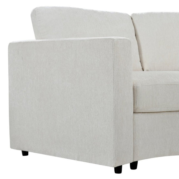 English Elm 109.4 Inch Semi Circular Chenille Sectional Sofa Deep Wraparound Seating for Living Rooms Beige WY000554AAA