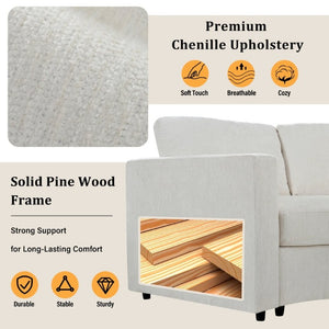 English Elm 109.4 Inch Semi Circular Chenille Sectional Sofa Deep Wraparound Seating for Living Rooms Beige WY000554AAA