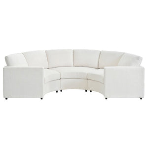 English Elm 109.4 Inch Semi Circular Chenille Sectional Sofa Deep Wraparound Seating for Living Rooms Beige WY000554AAA